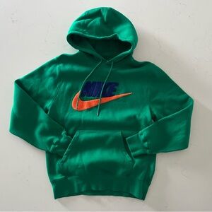 Nike Men's Green and Orange Logo Hoodie